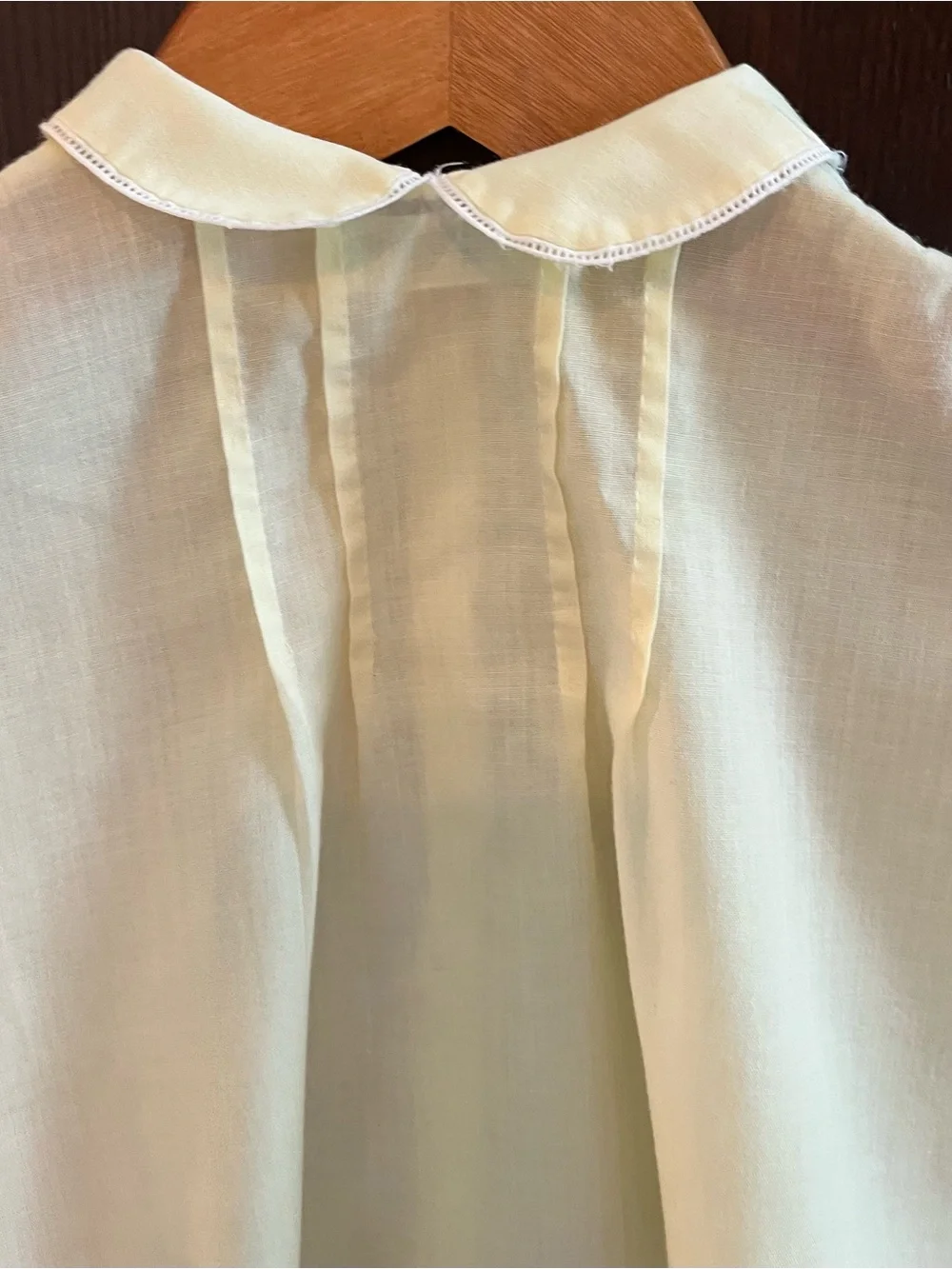 Vintage Pale Butter Yellow with  Embroidered Collar Kids Dress by Feltman Bros